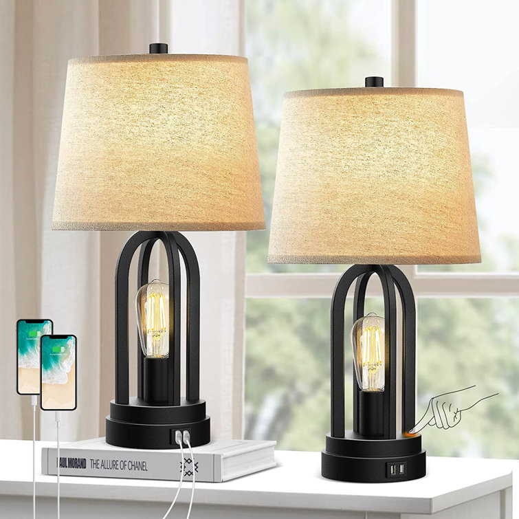 17 Stories Set Of 2 Table Lamps 3Way Dimmable Touch Lamp Bedside Lamp